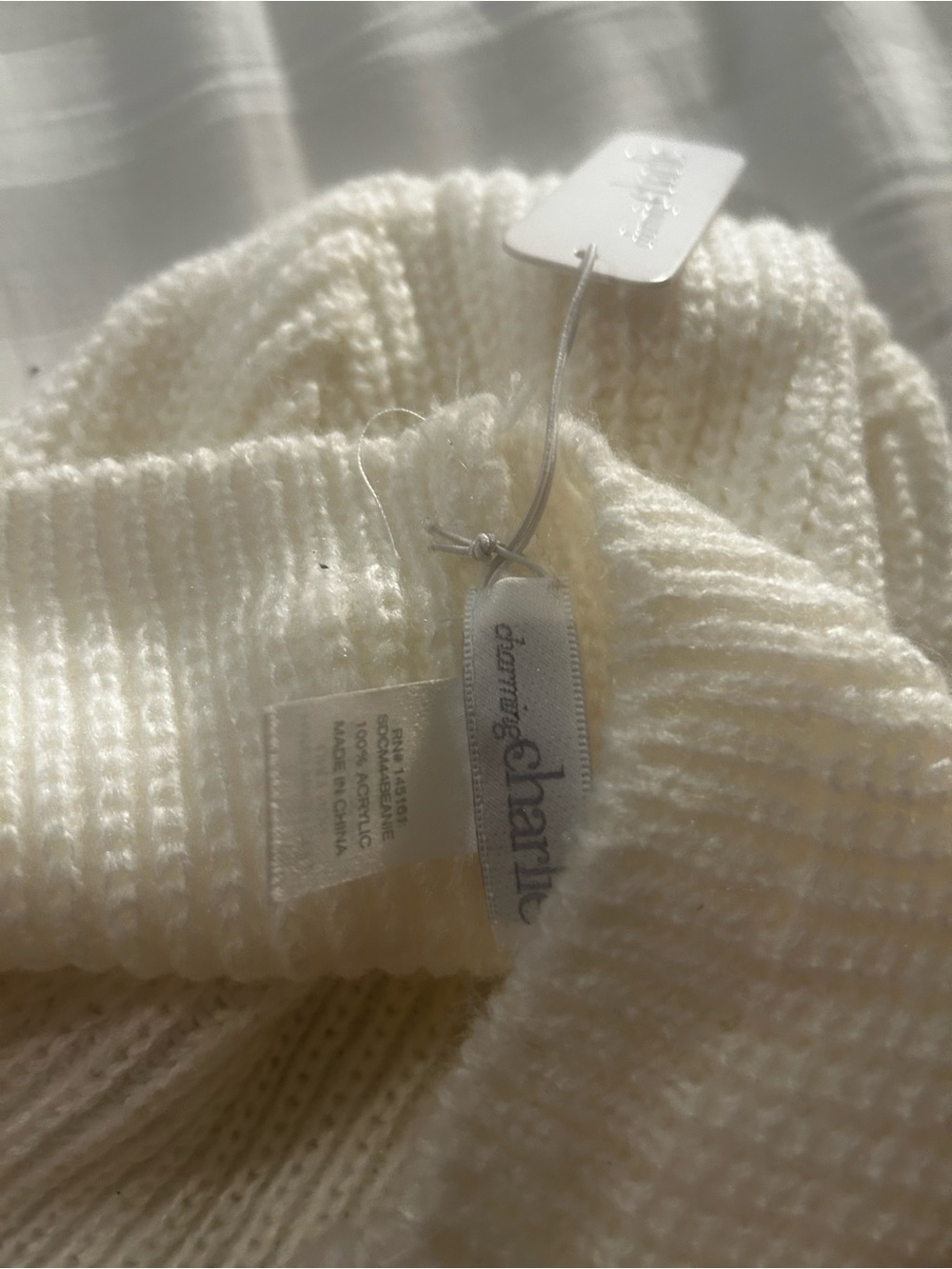 Charming Charlie Cream Knit Embellished Beanie - Picture 4 of 7